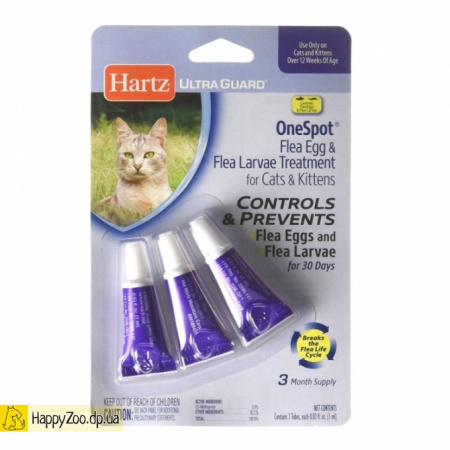 Капли для кошек и котят от блошиных яиц и блох Hartz Ultra Guard One Spot Treatments for Cats s Kittens