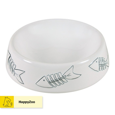 Трикси 24496 Миска керамическая белая с рыбками для кота